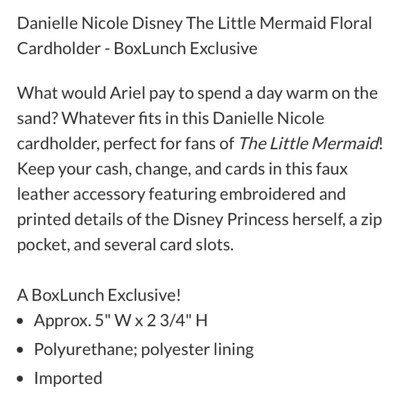 DANIELLE NICOLE DISNEY THE LITTLE MERMAID Ariel HANDBAG, CARDHOLDER & PIN BUNDLE - Picture 11 of 13